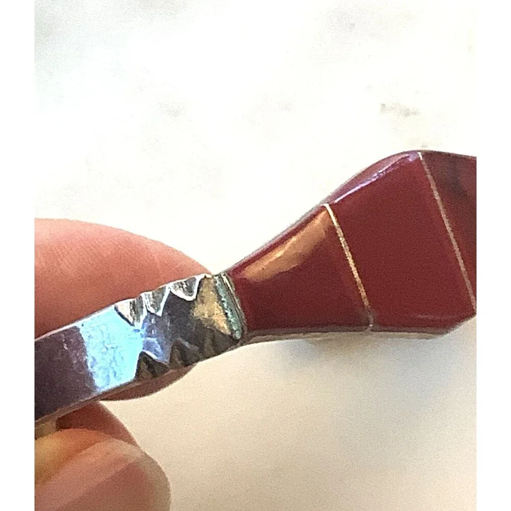 Vintage Sterling Bangle Taxco Mexico Red Jasper Silver 925 Bracelet